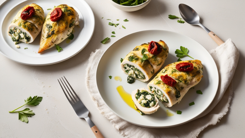 Spinach and Feta Stuffed Chicken Breasts recipe, healthy food