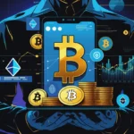 Beginner’s Guide to Cryptocurrencies: How to Make Money Safely — Visual representation of digital coins, blockchain technology, and financial growth with a sleek, modern design.